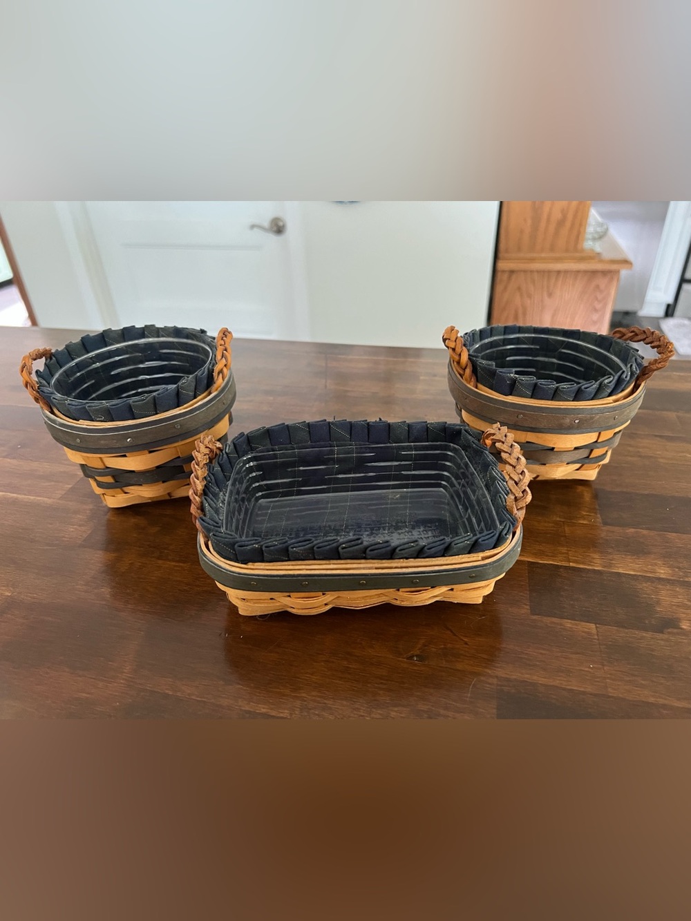 Longaberger Collector's Club 3 pc Set, (2) 1998 Thyme Baskets & 2002 Renewal